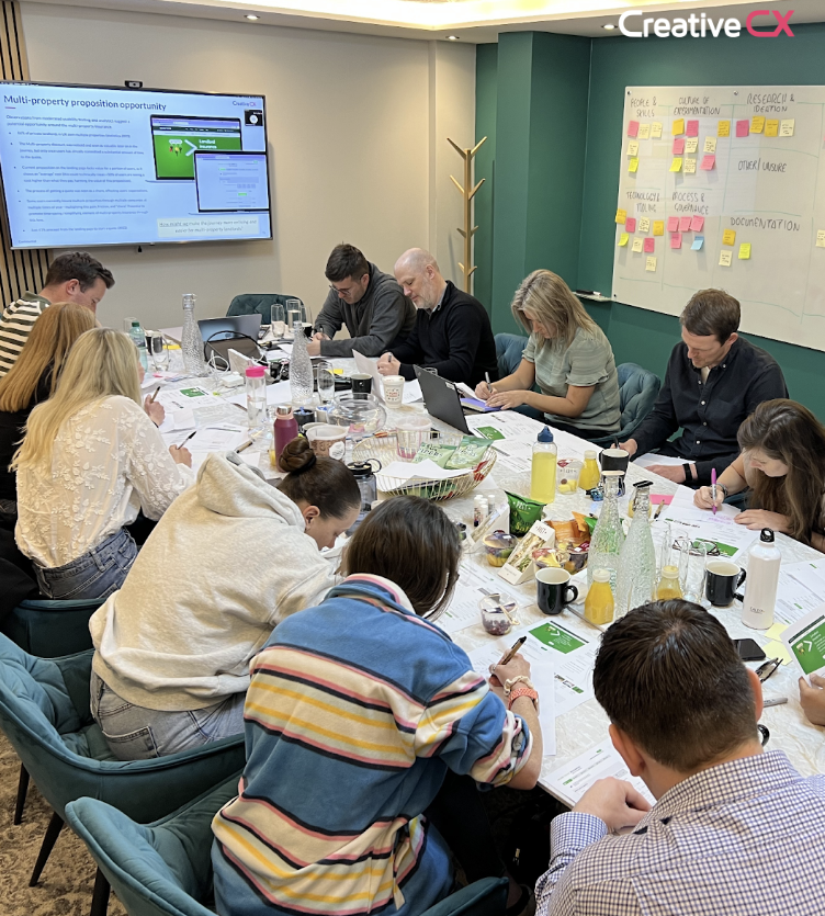 A real ideation session in the CCX offices with the RSA digital team solving a clearly defined customer problem, ensuring that all of the potential solutions are solving a real problem 
